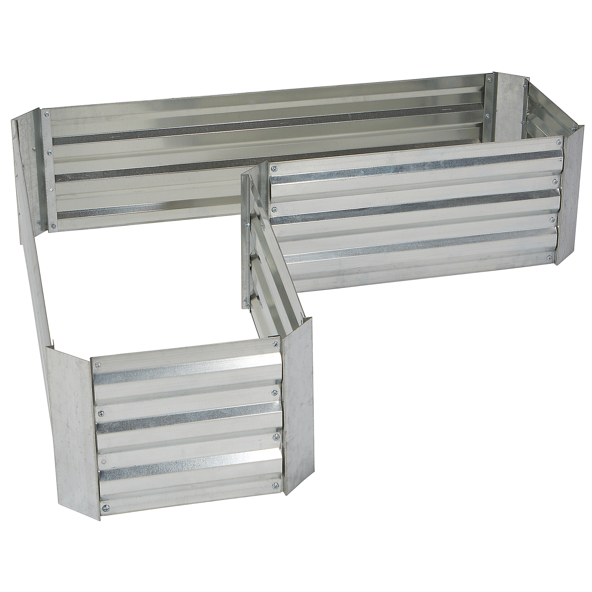 Ironton L-Shaped Raised Garden Bed, 47-1/3in.L x 17-3/4in.W x 11-4/5in.D, Galvanized Corrugated Steel